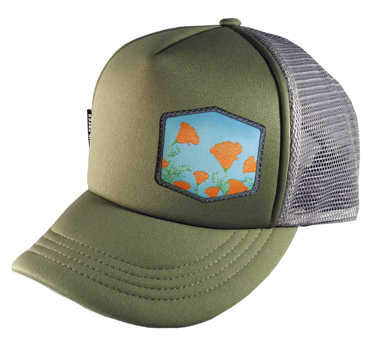 Olive Gray Trucker Hat Large 58 cm Poppies – We The Trees
